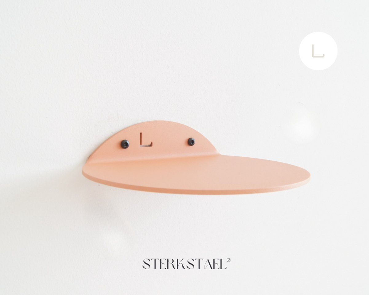 STERKSTAEL Saga wandplank Dusty Rose - stalen wandplank - kleur oud roze - poedercoating - staal - wandrek - wandplankje - inclusief bevestigingsmateriaal – draagkracht van 10 kg – 1 stuk