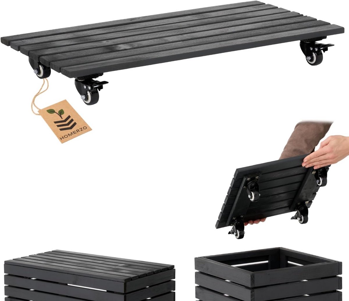 Stevige Plantenroller met Wielen - Bloempot Tafel - Hoge Laadvermogen 90 kg - Weerbestendig