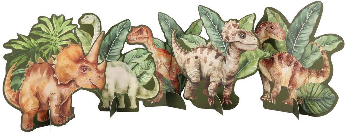 ARTYFETES - 6 groene dinosaurus decoraties van papier 8,5 tot 12 cm om neer te zetten voor een verjaardag