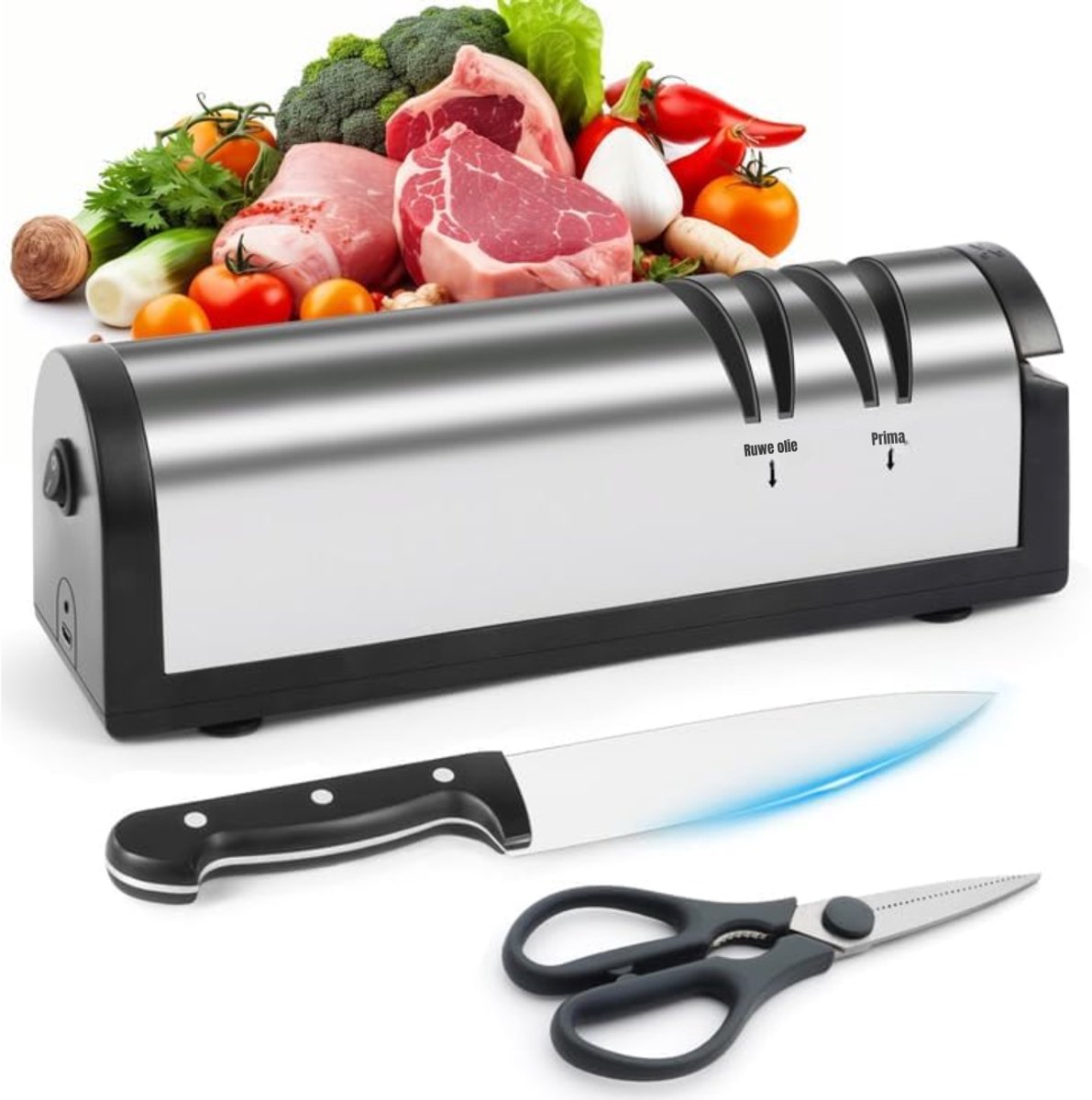 MIRA® Elektrische messenslijper - Messenslijper - Messenslijpers - Messenslijper elektrisch - Zilver - 40cm × 40cm × 40cm