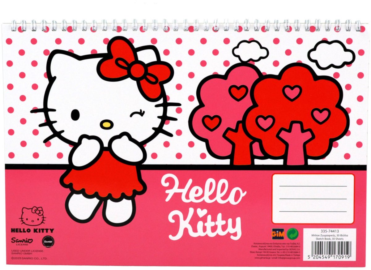 Hello Kitty Sweetheart A/4 spiraal schetsboek, 30 bladen