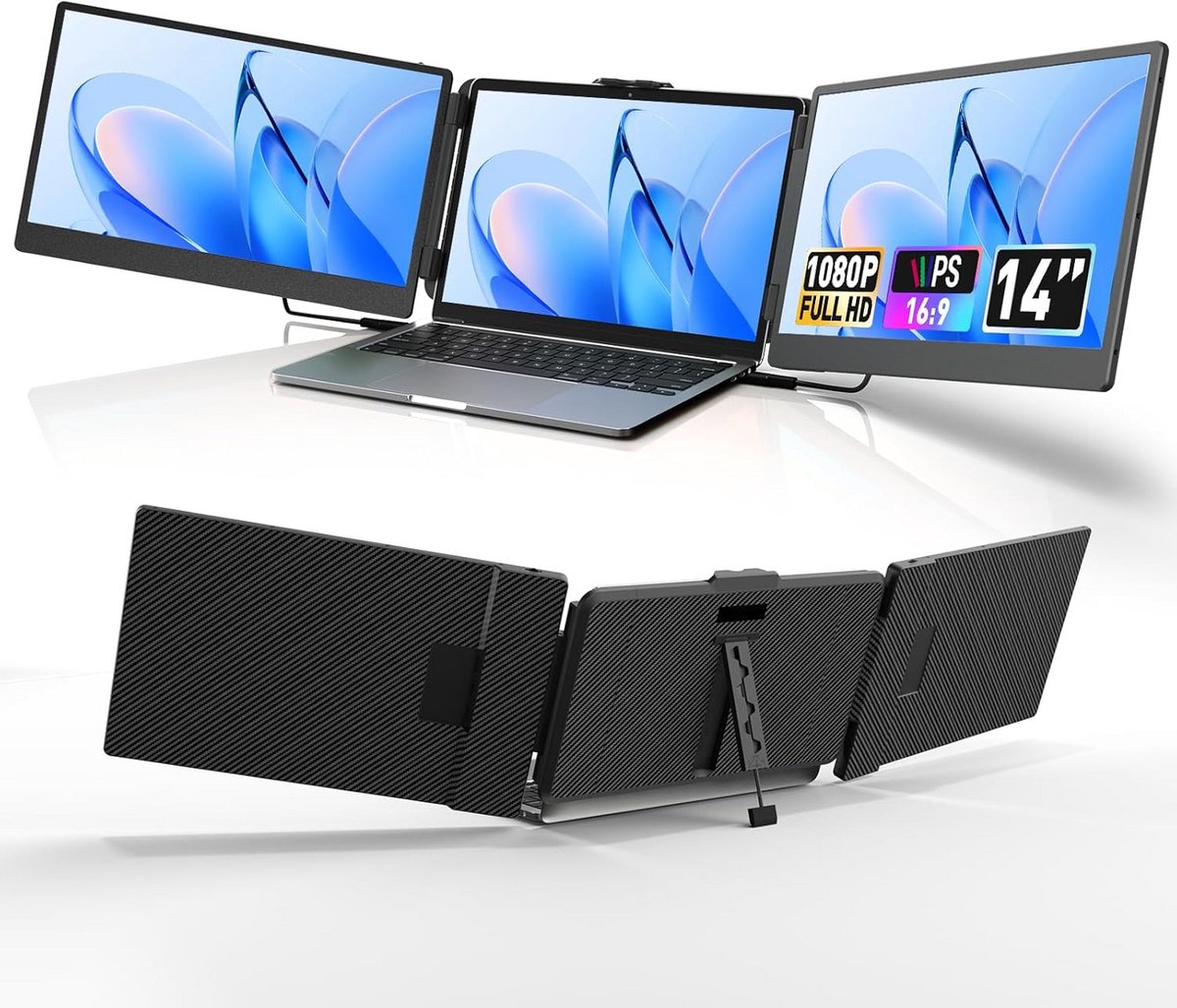 Draagbare Dubbele Monitor voor Laptop 14 Inch FHD 1080P IPS Uitbreidingsscherm