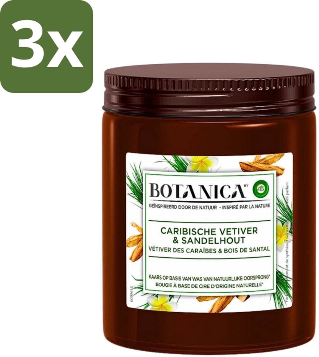Botanica by Air Wick - Geurkaars - Vetiver & Sandelhout - 40 Uur Brandduur - Bulkverpakkin