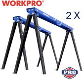 WORKPRO WP203300 Set Schragen 2 stuks – Heavy Duty – Tot 200 kg per schraag – In hoogte verstelbaar – Opvouwbaar