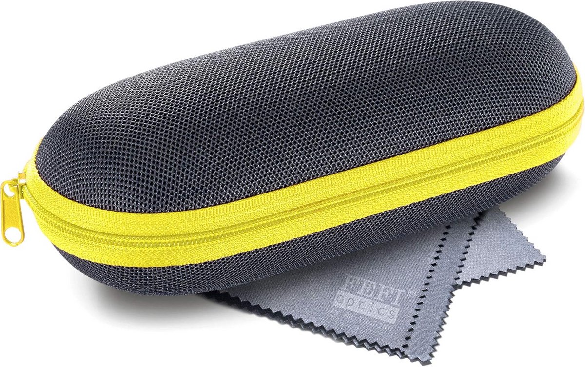 Lichtgewicht hardcase brillenetui voor sport- en zonnebrillen met poetsdoek