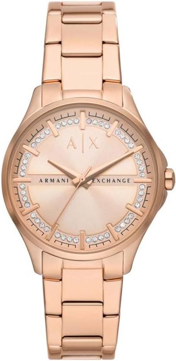 Dameshorloge met roségouden wijzerplaat en stalen band