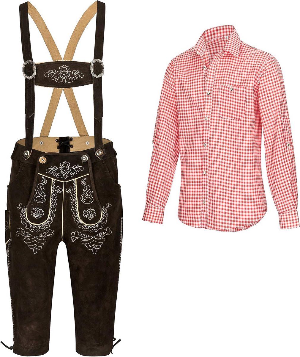 Traditionele Lederhosen voor Heren met Geruit Hemd