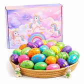 Vulbare Paaseieren – Set van 54 – Kleurrijke Plastic Paaseieren voor Paaszoektocht, Cadeaumanden en Traktaties – Inclusief Unicorn Cadeaudoos – Duurzaam, Herbruikbaar en Veilig voor Kinderen