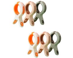 Set van 6 winddichte kledingclips - Klem - Plastic clips - Handdoekclips - Voor wassen en drogen - Plastic - Wit/Roze/Groen
