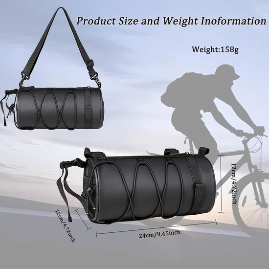 Fietstas - Stuurtas Fiets - Frametas - Schouderriem - Waterdichte tas - MTB - Racefiets - Fietsaccessoires - Opbergtas - Schoudertas - 23.5*11*11CM - Zwart — afbeelding 2