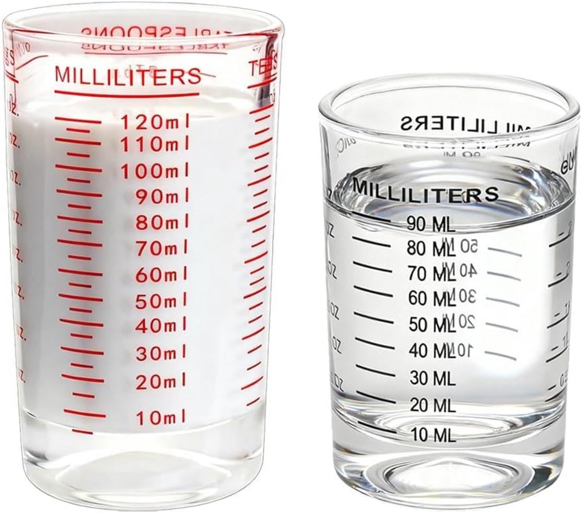 Set van 2 Maatglazen met Zware Bodem voor Espresso en Cocktails