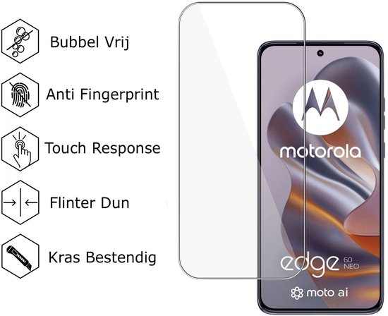 2x TechNow Screenprotector geschikt voor Motorola Edge 60 Neo Screenprotector - Gehard Glas - Rounded - Proteqt+