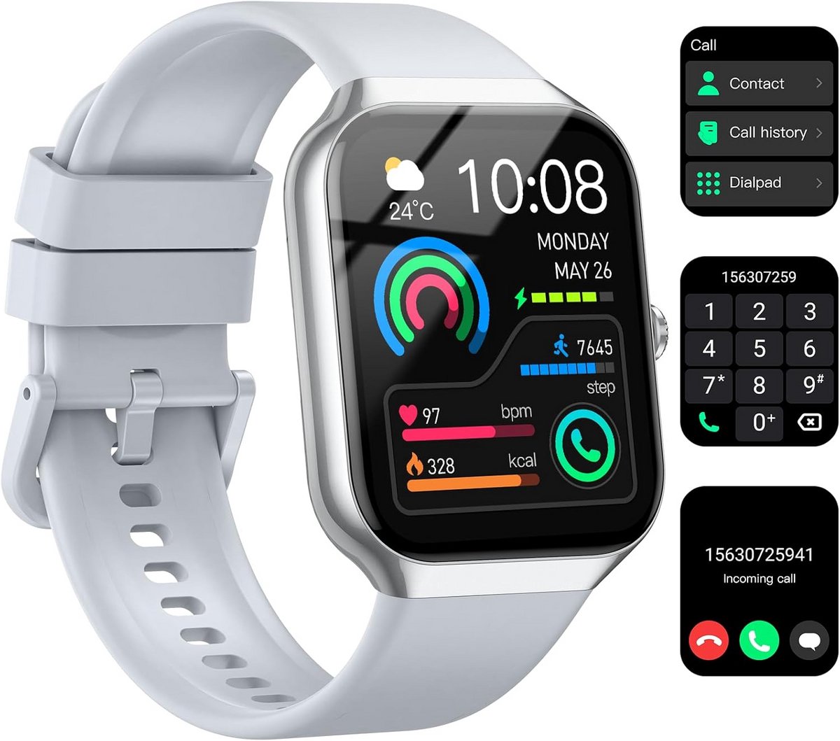 Smartwatch met Hartslagmeter en Bluetooth Bellen voor Heren en Dames