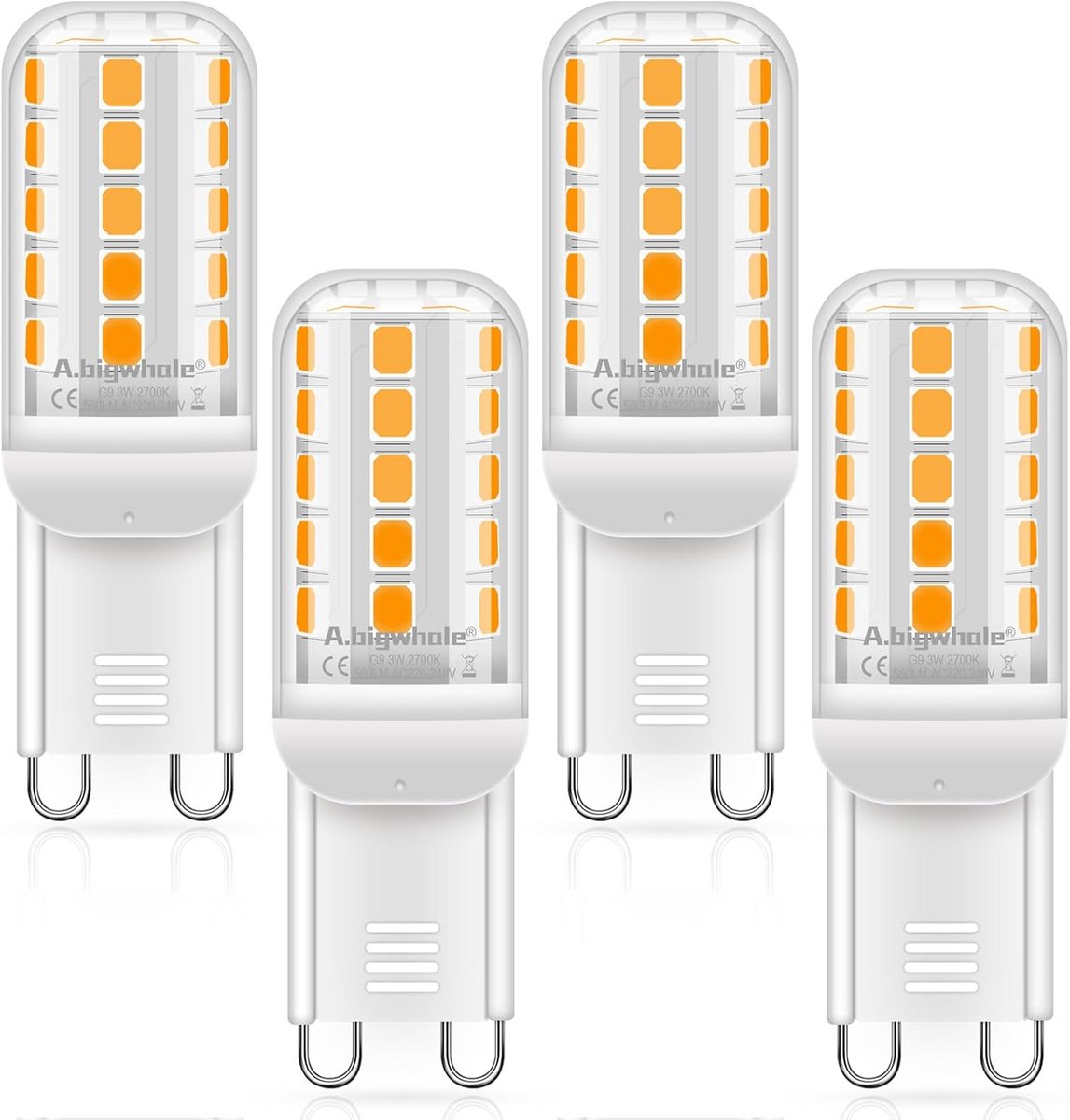 4 Stuks LED G9 Lampen 3W Warm Wit 2700K Vervangt 40-50W Halogeen