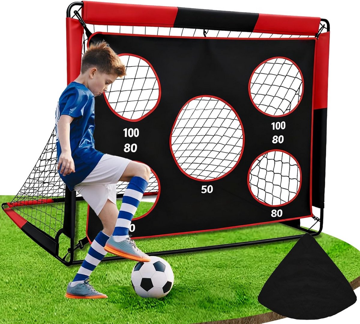 Opvouwbaar 2-in-1 Voetbaldoel met Doelwand voor Kinderen - Voor Tuin en Buiten