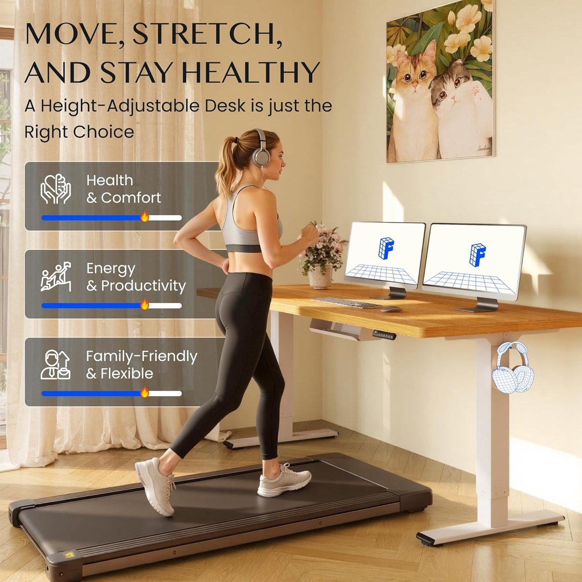 Elektrisch Zit Sta Bureau 160x80 cm met Dubbele Motor – In Hoogte Verstelbaar Bureau Esdoorn Blad & Wit Frame – Ergonomisch Thuiswerk Bureau – 70-119 cm – 100 kg Draagvermogen – Memory Bediening – Abkantoor MotionPro DuoDesk