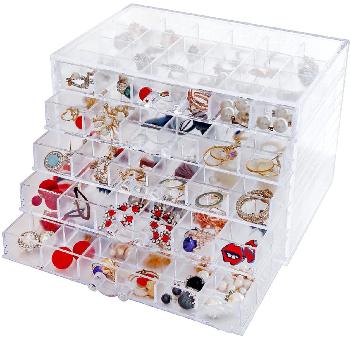 Transparante Juwelendoos met 120 Compartimenten voor Sieraden en Accessoires