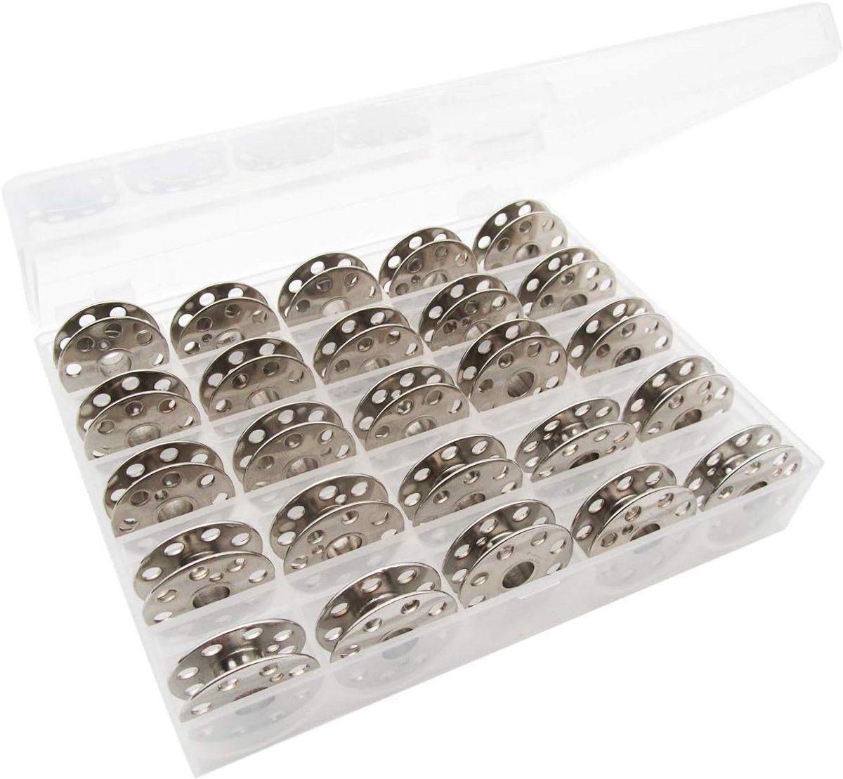Spoelenhouder met 25 Metalen Spoelen voor Oude Naaimachines