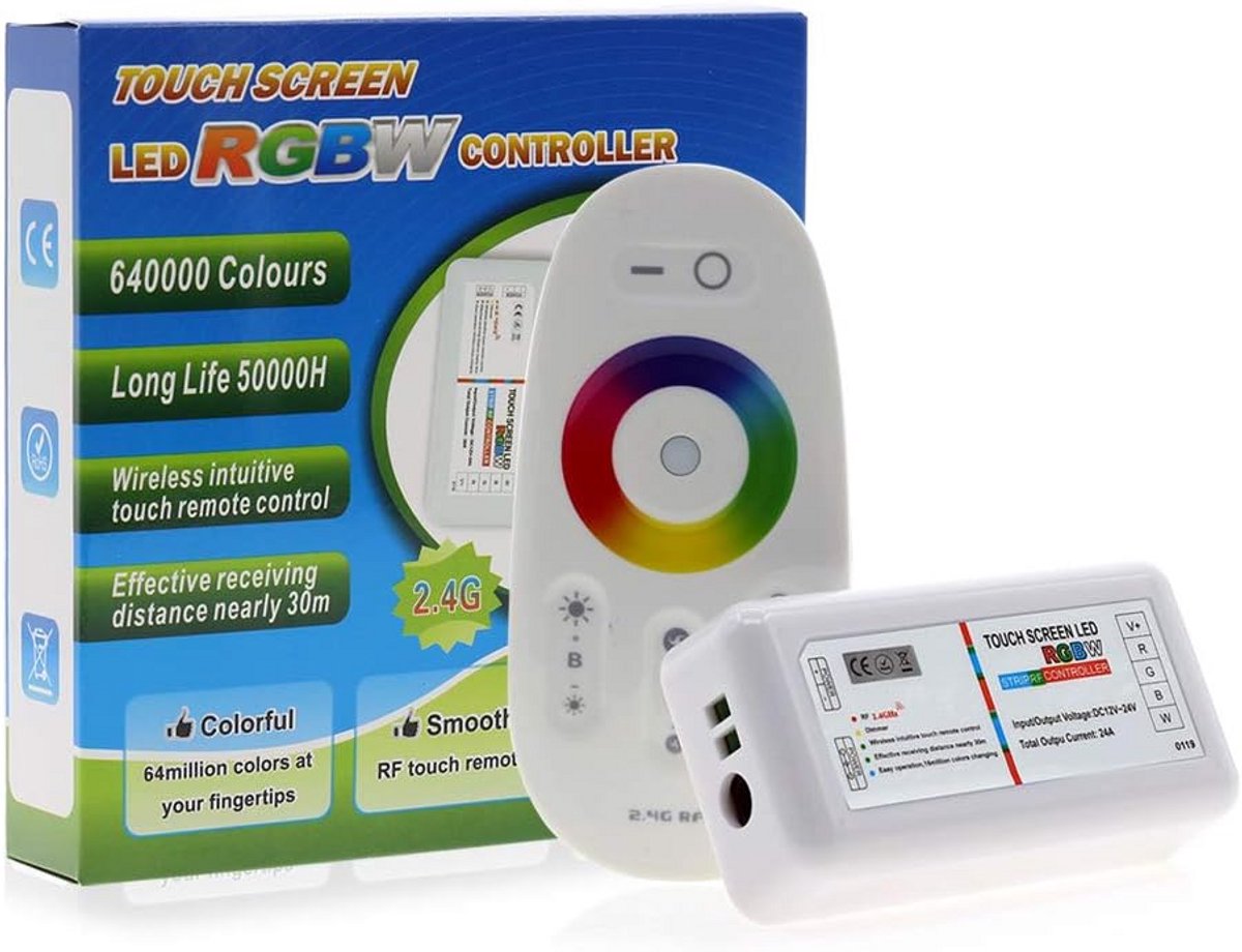 Draadloze 2.4G RGB/RGBW LED Strip Controller met Touch Afstandsbediening voor 12V/24V