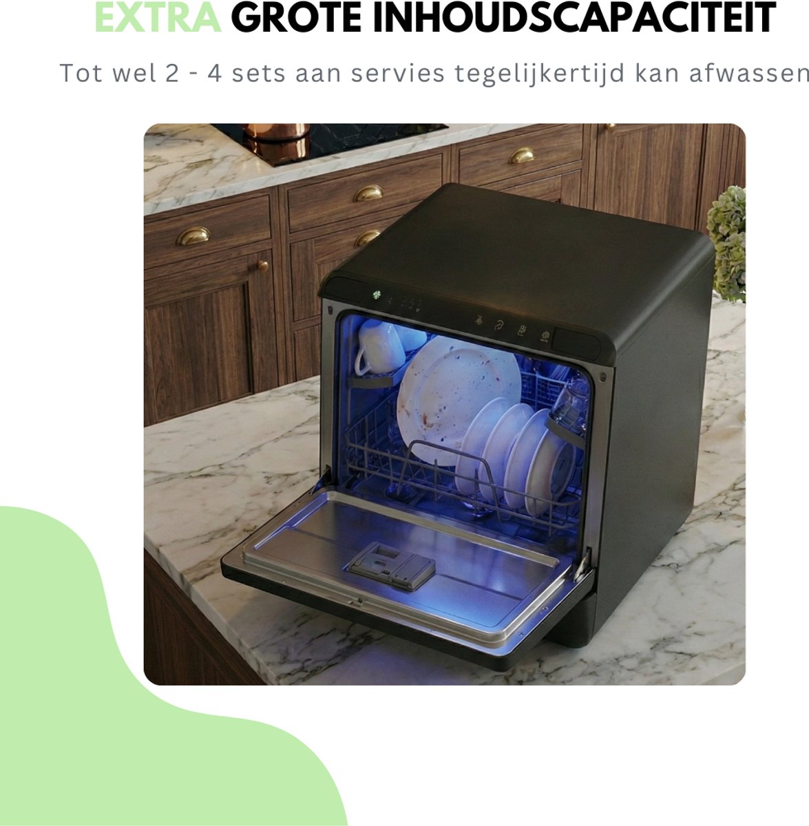 Livista Mini Vaatwasser incl APP - Vaatwasser - Vaatwasser Vrijstaand - Afwasmachine - Camping Vaatwasser - Zwart — afbeelding 5