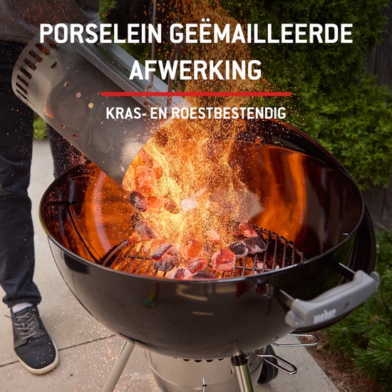 Weber Original Kettle - Ø 47 cm Grillrooster - Houtskoolbarbecue - Zwart - Asopvangschaal - 2 Duurzame, weerbestendige wielen - One-Touch Reinigingssysteem - Dekselthermometer - 2 Gereedschapshaken - Kras- en roestbestendig