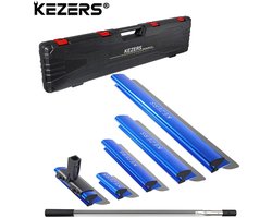 Bregico Stucmessen - Stuc Mes - Afstrijkspatel - Gipsplaten Skimming Blade Set - Stukadoor Spatel - Gereedschap - Set van 5 - Blauw