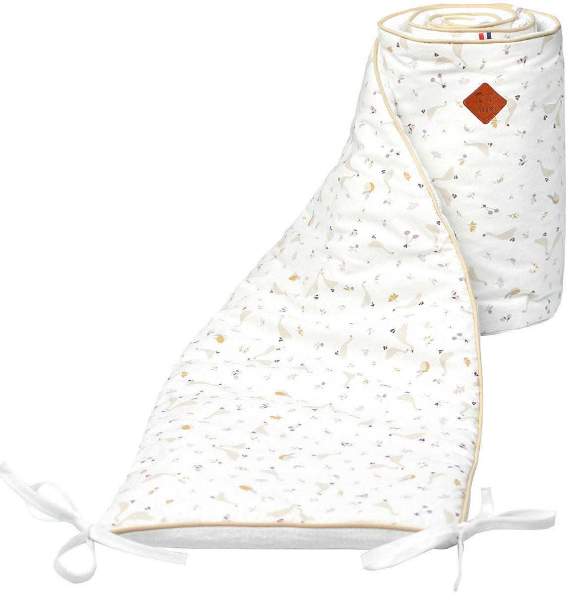 Sevira Kids - Omkeerbare ledikantbumper van katoenen mousseline - Wit