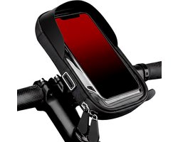 Telefoonhouder Fiets - GSM Houder Fiets - Waterdicht - Universeel - Met Opbergvakken - Afneembaar kliksysteem - Zwart
