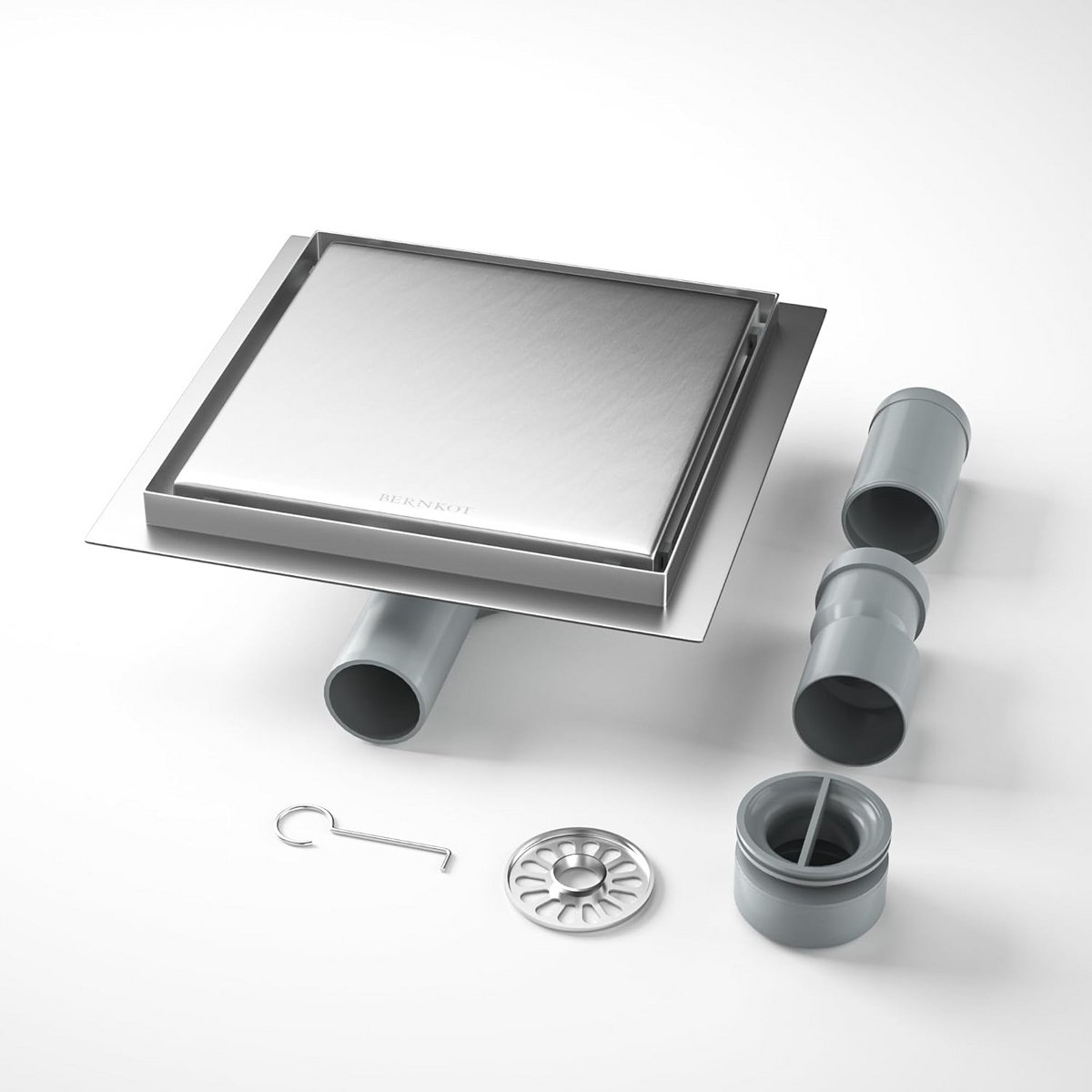 Vloerput Douche RVS 20cm 2-in-1 Tegelvloerput met 360 Sifon en Haarfilter