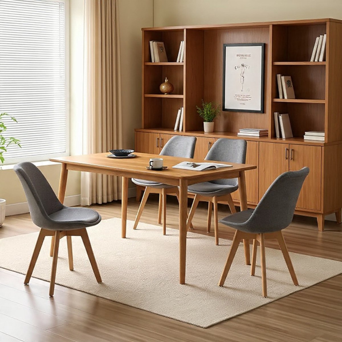Nordica Luxe Gestoffeerde Eetkamerstoelen - Set van 4 - Massief Houten Poten - Comfortabel zitten - Grijs - Moderne Eetkamerstoelen, Keukenstoelen en Woonkamerstoelen - Ergonomisch en Duurzaam Casa...