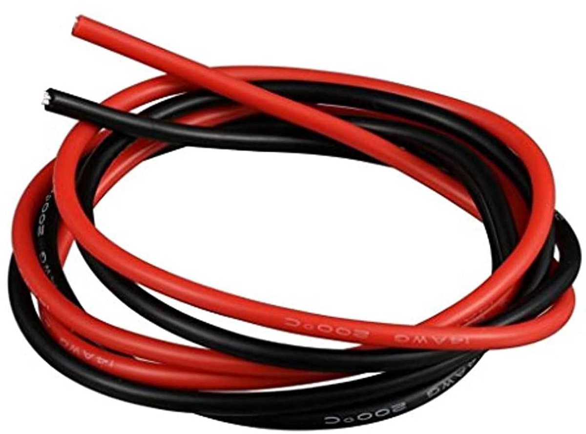 Siliconen Stroomkabel - RC Kabel - Elektrische Projecten - Vertind Koper - 2 Meter - Zwart en Rood