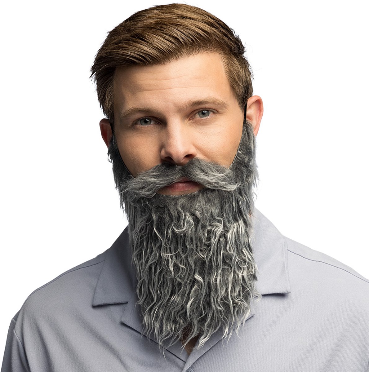 Boland - Baard Classic grijs - Volwassenen - Geen verkleedthema, Vikingen - Abraham
