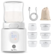 Monkilou Draagbare Flessenwarmer - Onderweg - Draadloos - 4 Temperatuurniveaus - Met Transporttasje - Met Adapters