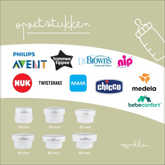 Monkilou Draagbare Flessenwarmer - Onderweg - Draadloos - 4 Temperatuurniveaus - Met Transporttasje - Met Adapters van Monkilou — afbeelding 3