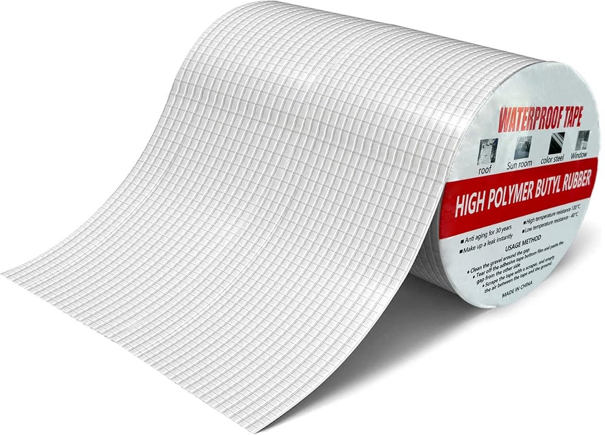 Waterdichte Reparatietape Zwart Butyl Rubber Aluminium Folie - 10 Meter x 20 cm voor Dak, Goot en Leidingen