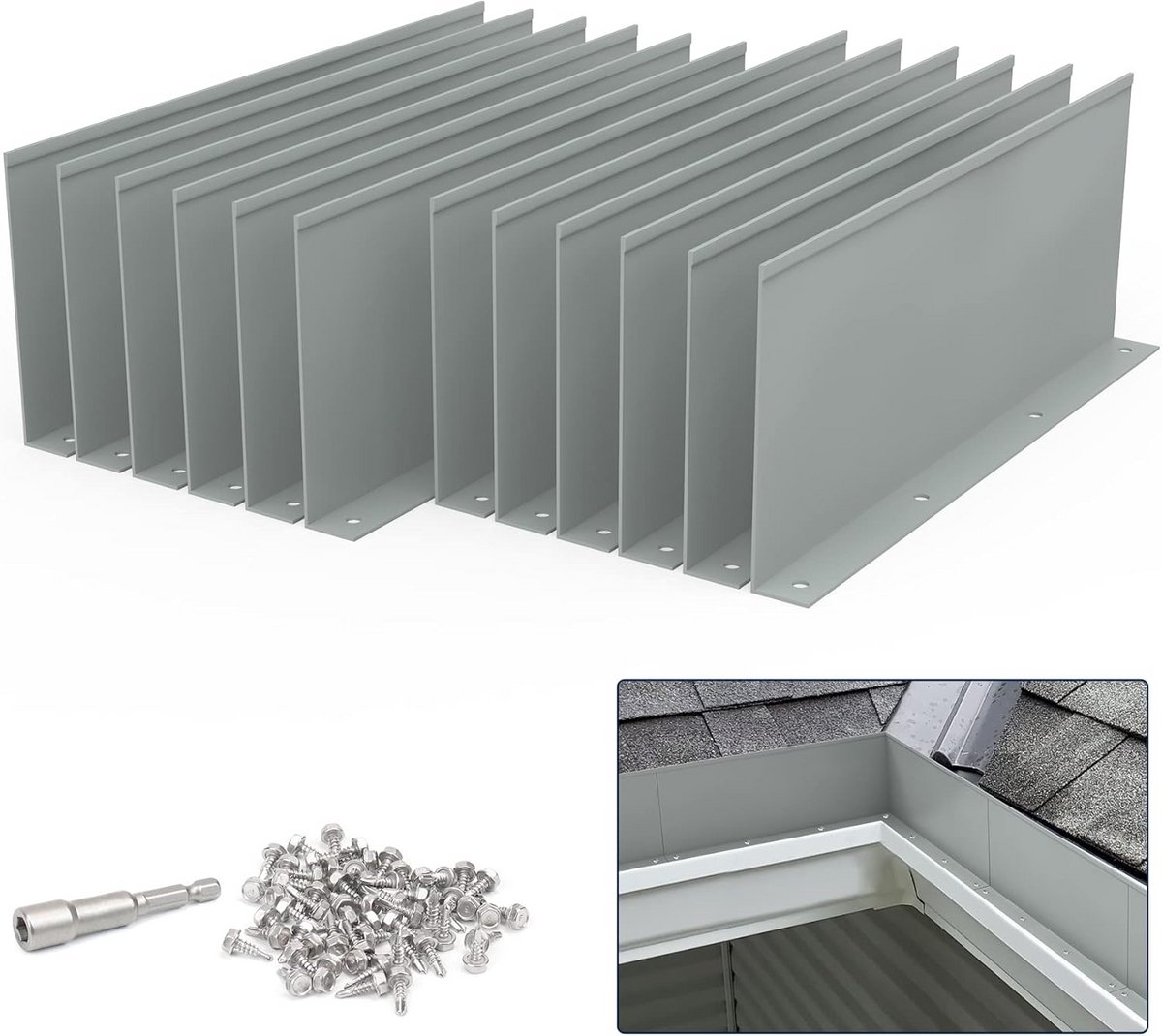 Regengoot Overloop Gootbeschermer Aluminium 12 Stuks Grijs