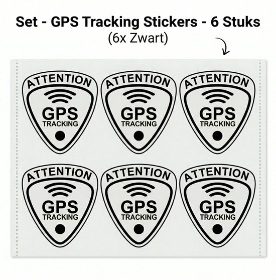 GPS Tracking Stickers Zwart – Premium Beveiligingsstickers – Set van 6 ...