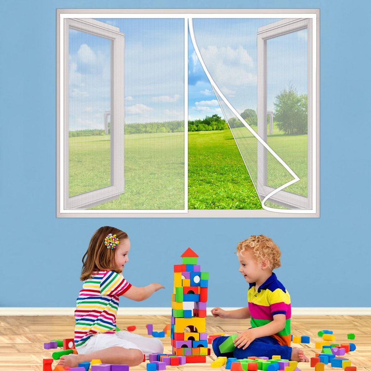 Magnetische Deurhor voor Balkon en Terras - 240x240 cm - Wit - Zonder Boren