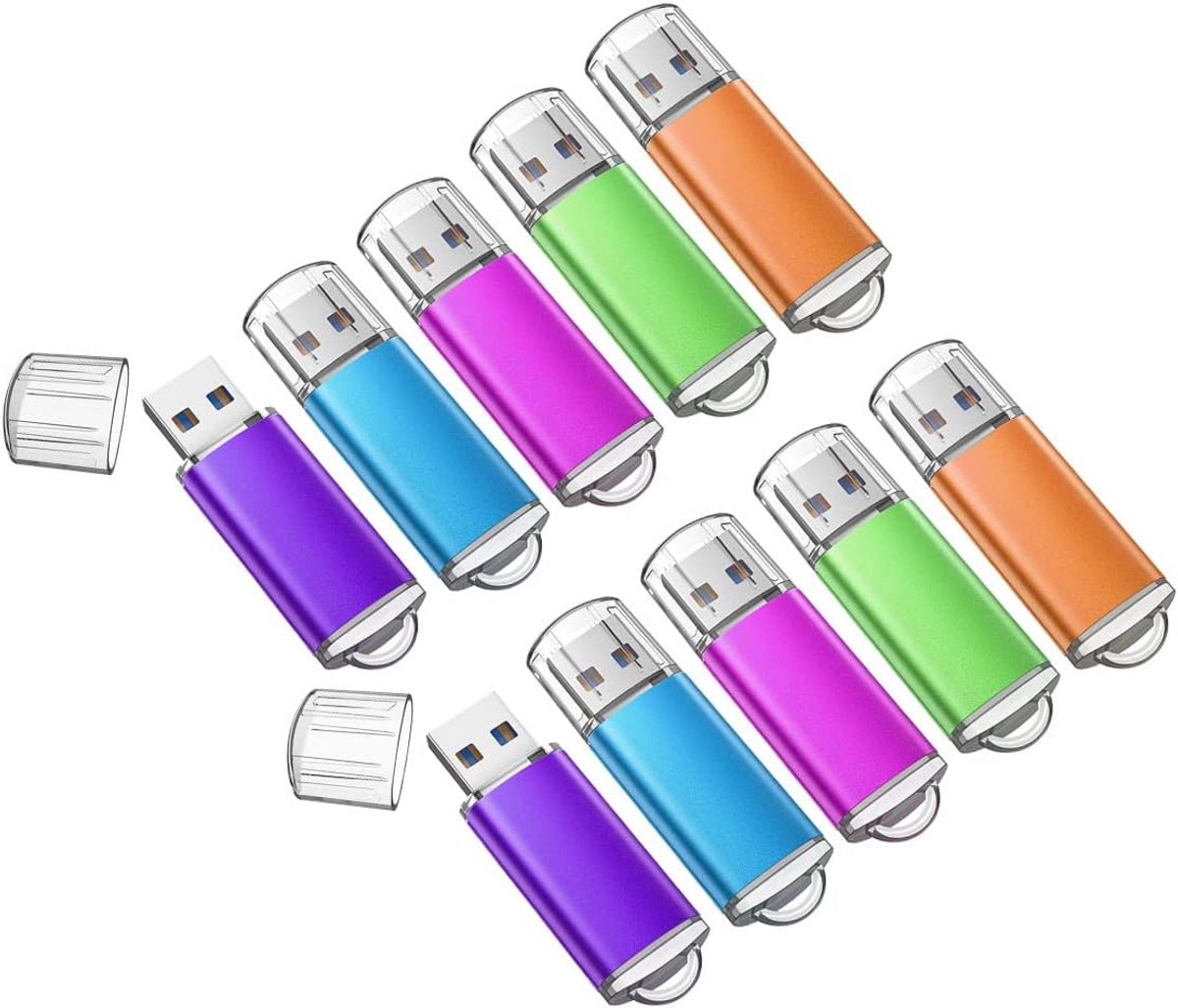 Set van 10 USB 3.0 Geheugensticks 64GB in Verschillende Kleuren