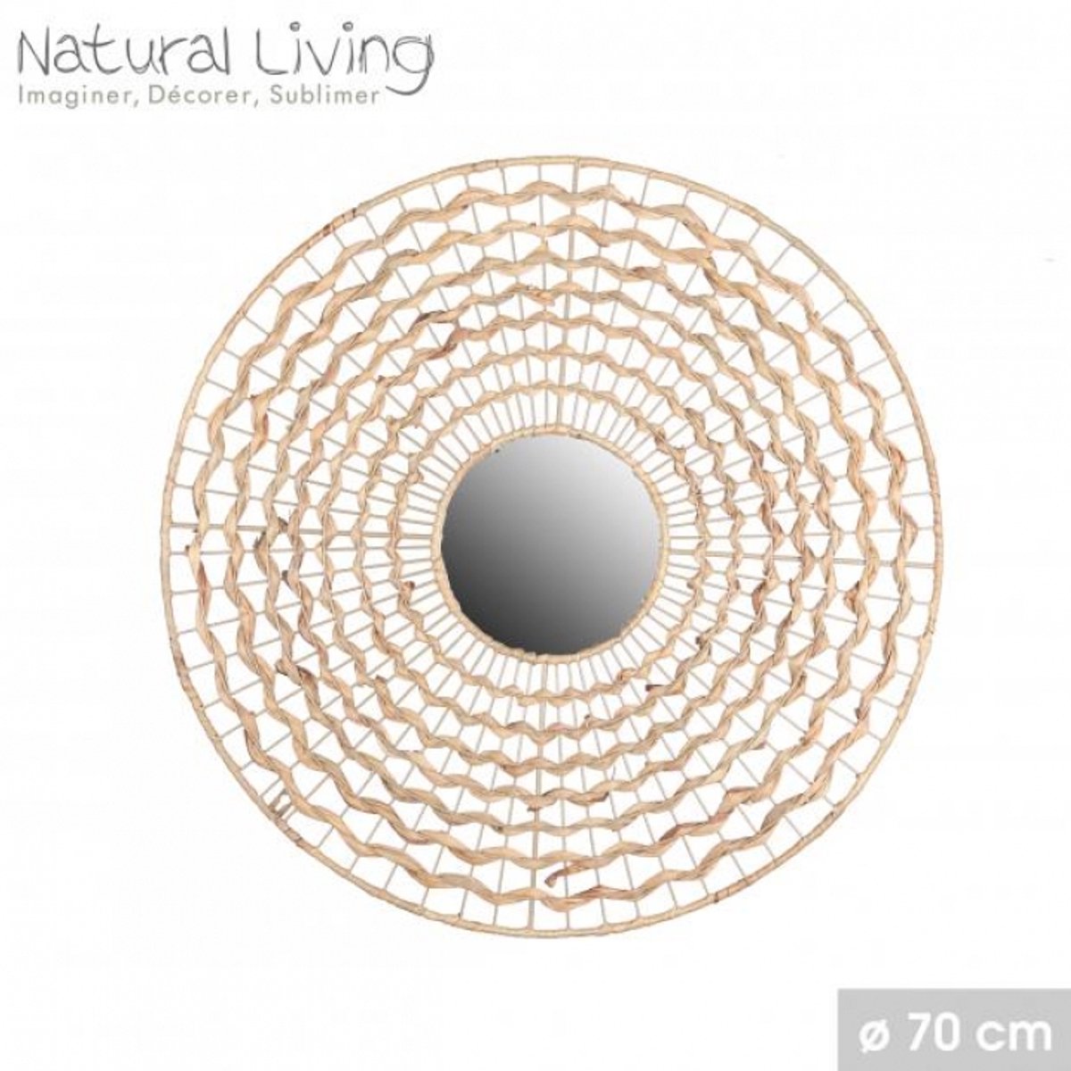 "NATURAL LIVING" Spiegel SEVILLE van waterhyacint Ø70 cm