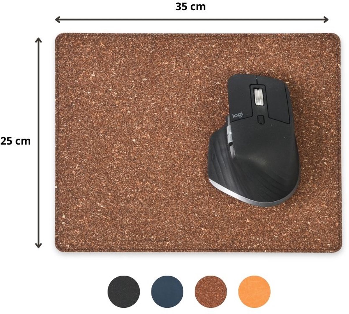 Muismat BEN - Antislip - Bruin gespikkeld- Gerecycled leerafval - Duurzaam