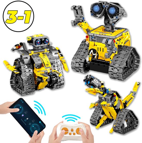 Qualitá® 3 in 1 Robot Bouwpakket - Geel - Robot Speelgoed voor Kinderen - Interactief - STEM & Educatief Speelgoed - Vanaf 7-9 Jaar - Jongens - Programmeerbaar & Bestuurbaar - Het grote speelgoedboek 2025