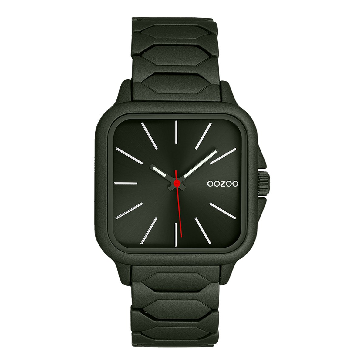 OOZOO Timepieces - Donker groene OOZOO horloge met roestvrijstalen armband - C11662