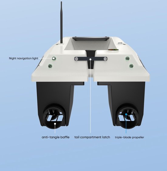 LOKEEVAN D50B GPS Voerboot - 2KG laadvermogen - Dubbele 15600 mAh-batterij - 500m bereik - Wit — afbeelding 4