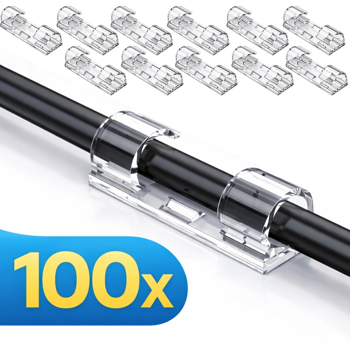 100x Kabelclips Zelfklevend Acryl - Kabelklemmen Bureau - Zonder Boren