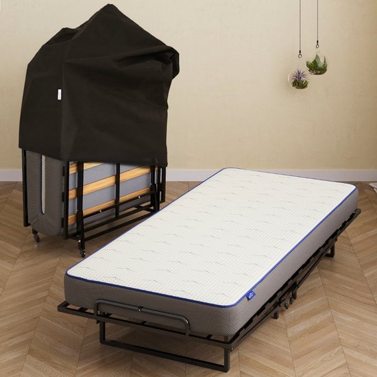 Best Life Vouwbed Lattenbodem 90x200 - Opklapbed 1 Persoons - Plooibed met Matras - Logeerbed Inklapbaar