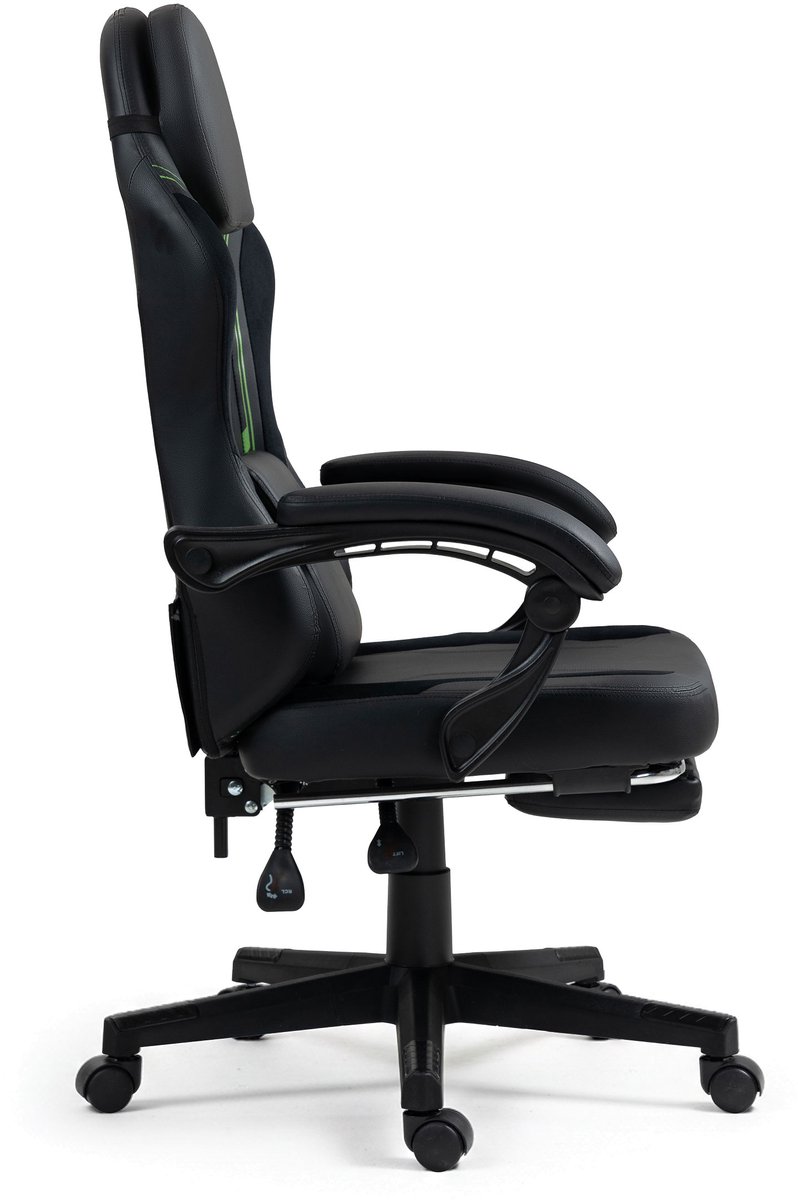 VDD Gaming Stoel met Massagefunctie en Voetsteun Zwart/Groen - afbeelding 3