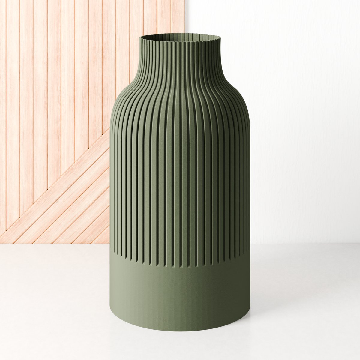 Fleuriek Grote Vaas - Groen - H50 cm - Japandi Vaas - Minimalistisch design - Bloemenvaas van bio kunststof - Japandi living decoratieve vaas
