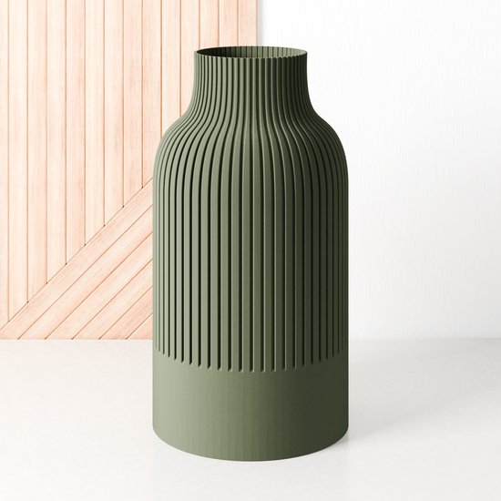 Fleuriek - Grote Vaas - Groen - H50 cm - Japandi Vaas - Minimalistisch design - Bloemenvaas van bio kunststof - Japandi living decoratieve vaas