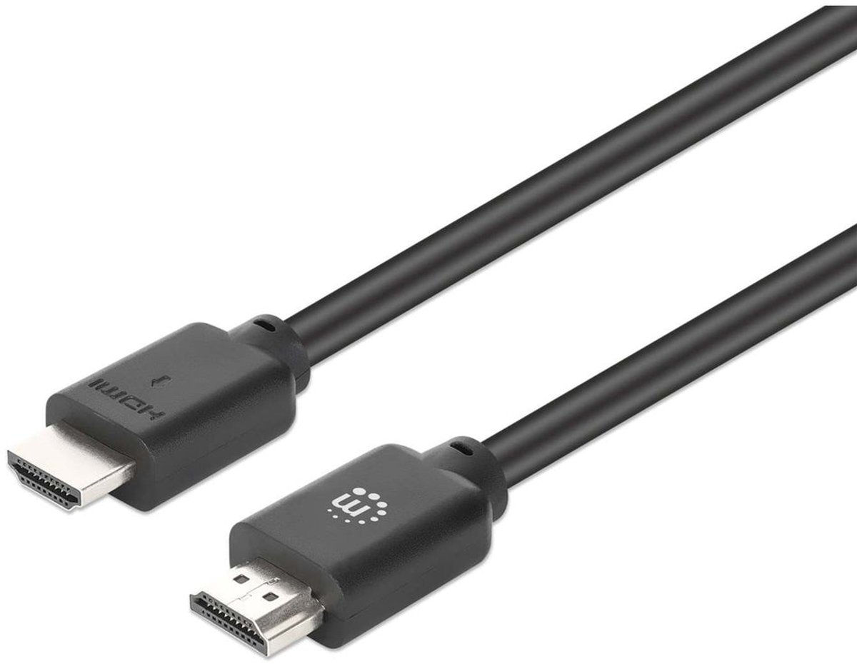 Manhattan HDMI-kabel 4K@60Hz met Ethernet, 10 m, voor ALLE 4K- en 1080p/HD-toepassingen; klaar voor een upgrade nu of later, zwart, Premium High Speed, levenslange garantie, dezelfde 4K@60Hz-prestaties als HDMI2-CABLE-4K60-10M